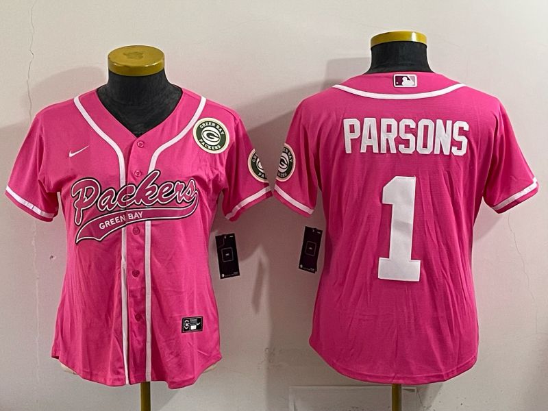 Youth 2025 Green Bay Packers #1 Parsons Pink Nike Limited NFL Jersey style 007